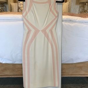Antonio Melani White And Pink Fitted Dress